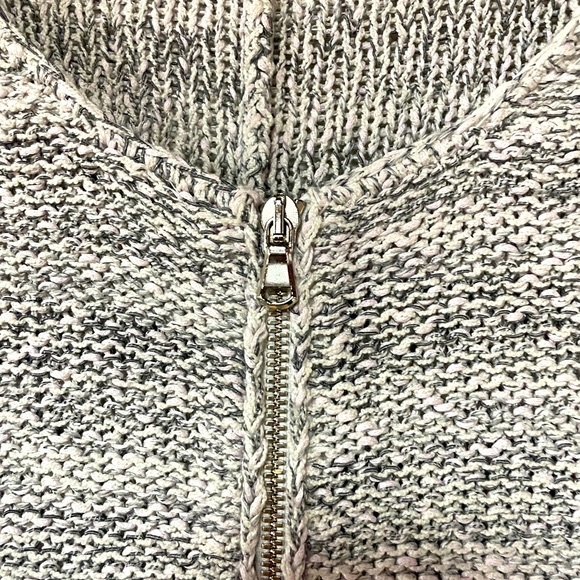 Amina Rubinacci Napoli Italian Gray White Knit Zipper Cardigan Pockets Sz 46 (M) - Picture 5 of 6